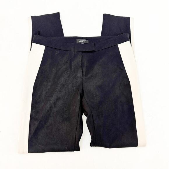 Babaton Tuxedo Slack Cream Stripe Skinny Leg Pants Split Hem Size 2 Italy Mint - Picture 4 of 9